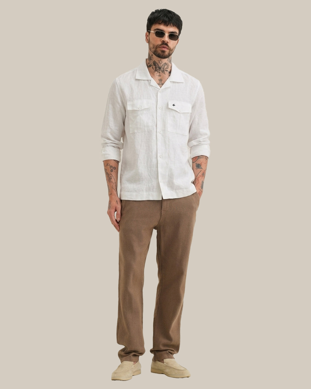 Men’s Pure Linen Cuban Collar Shirt