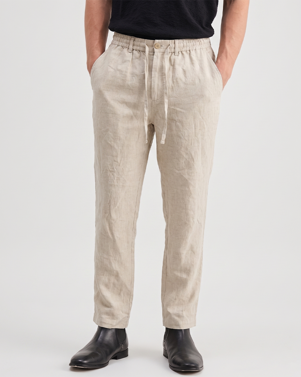 Men’s Pure Linen Drawstring Trousers