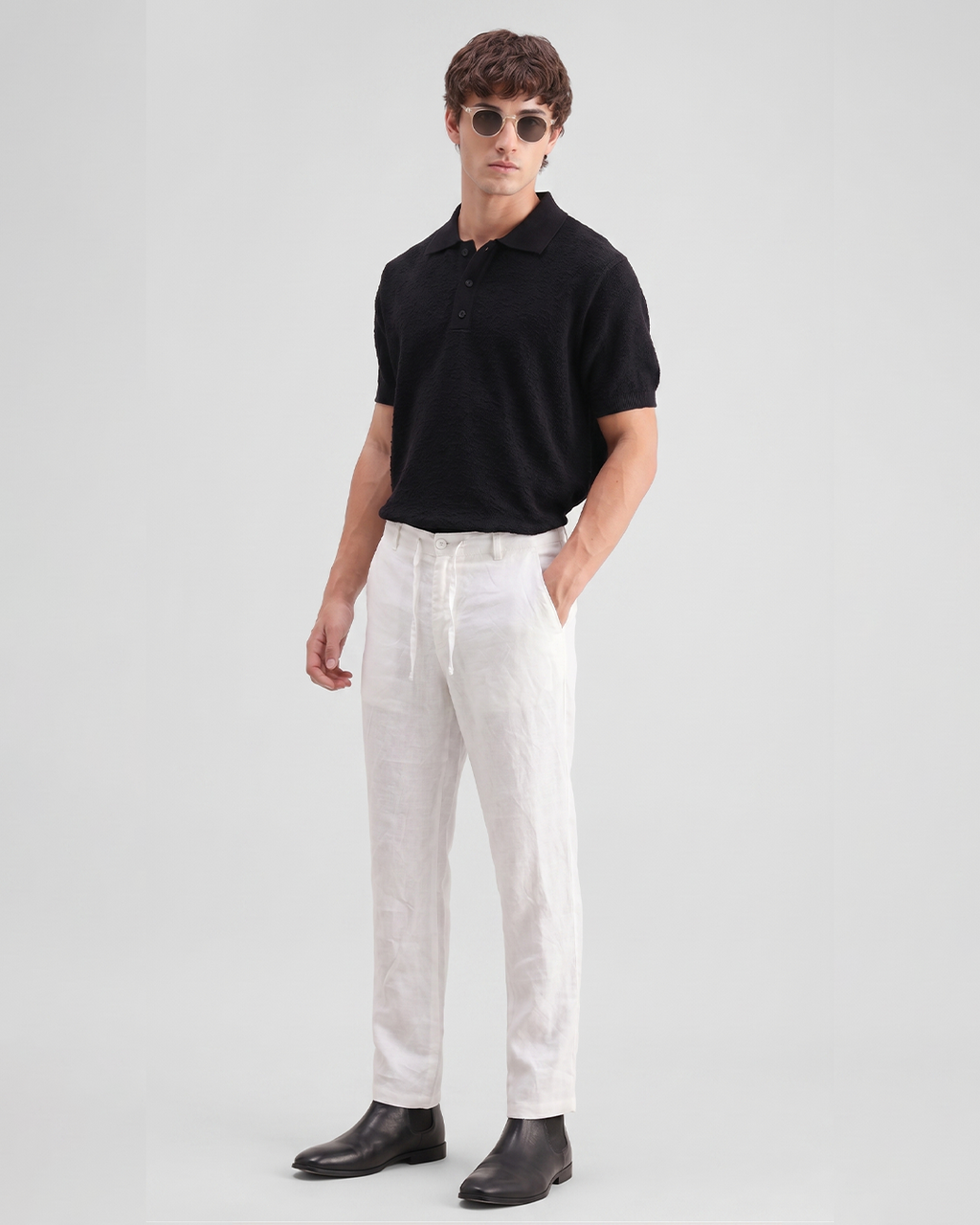 Men’s Pure Linen Drawstring Trousers
