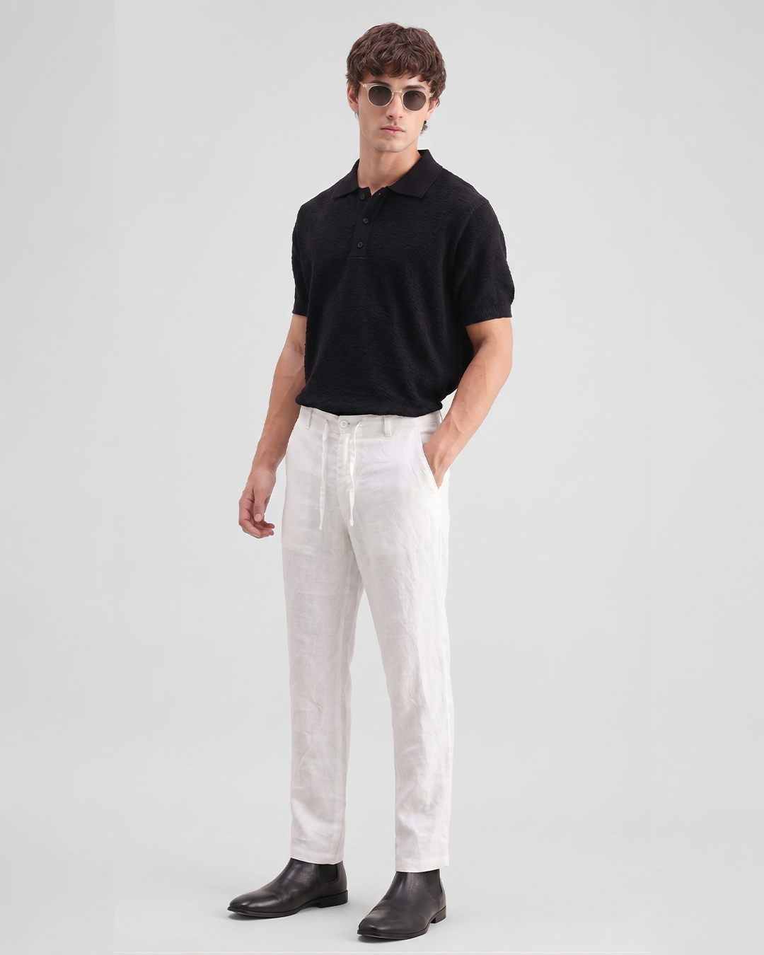 Men’s Pure Linen Drawstring Trousers