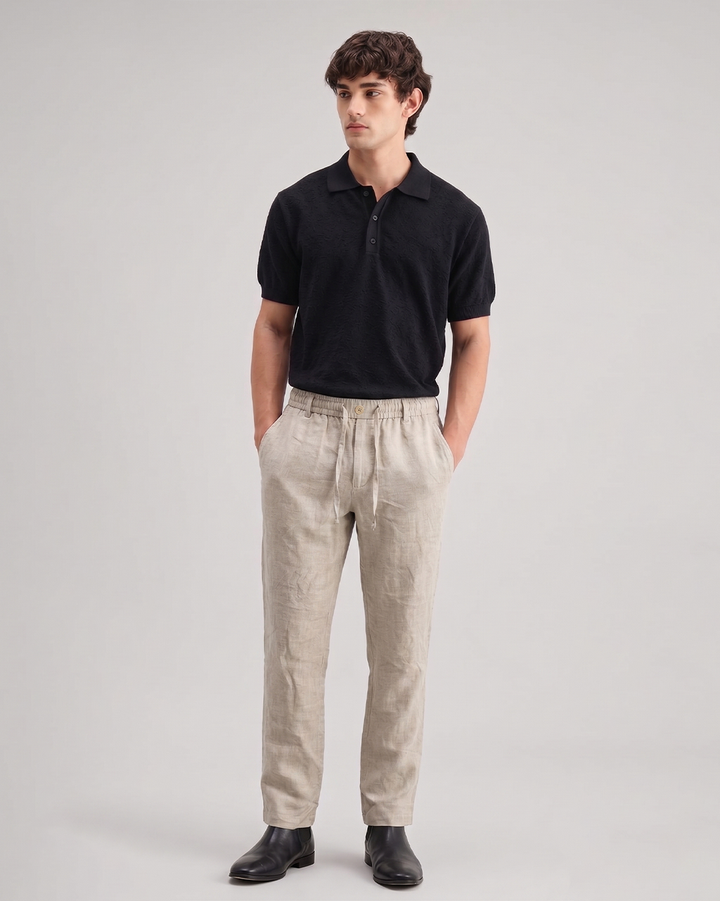 Men’s Pure Linen Drawstring Trousers