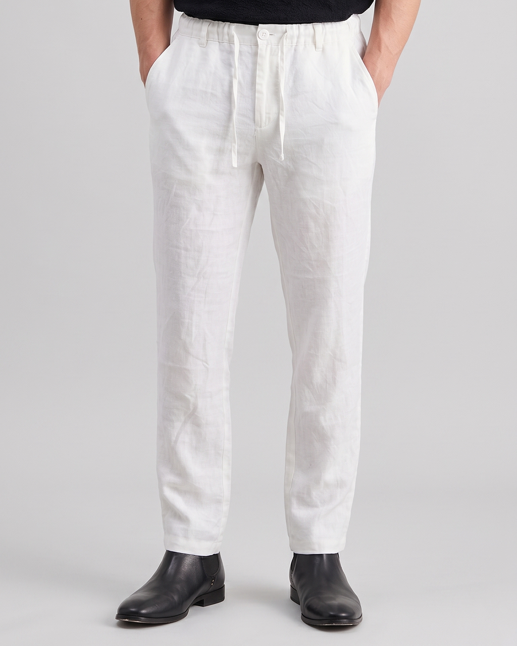Men’s Pure Linen Drawstring Trousers