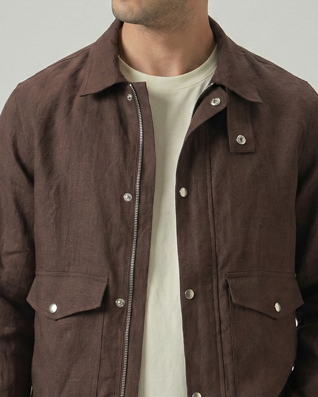 Men’s Pure Linen Utility Jacket