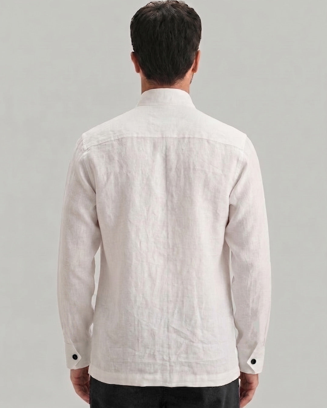 Men's White Pure Linen Pullover Shirt