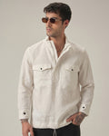 Men's White Pure Linen Pullover Shirt