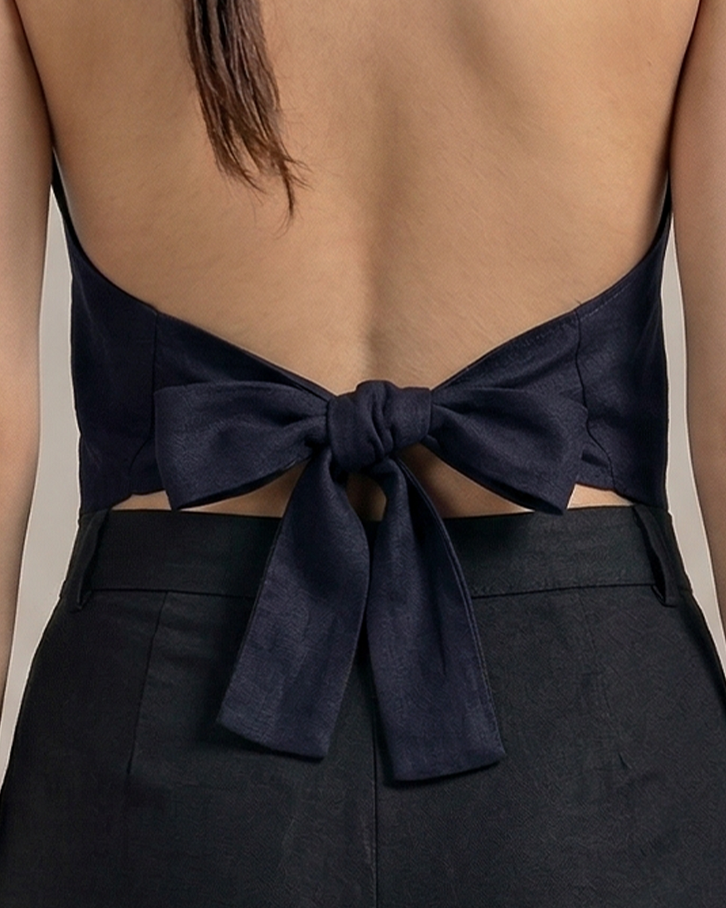 Navy Blue Linen Halter Waistcoat