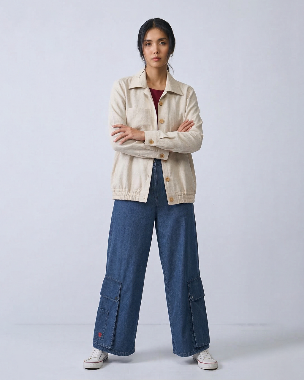 Pure Linen Bomber Jacket