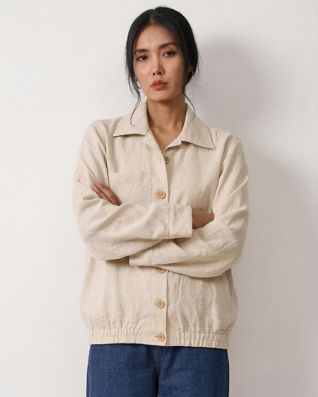 Pure Linen Bomber Jacket