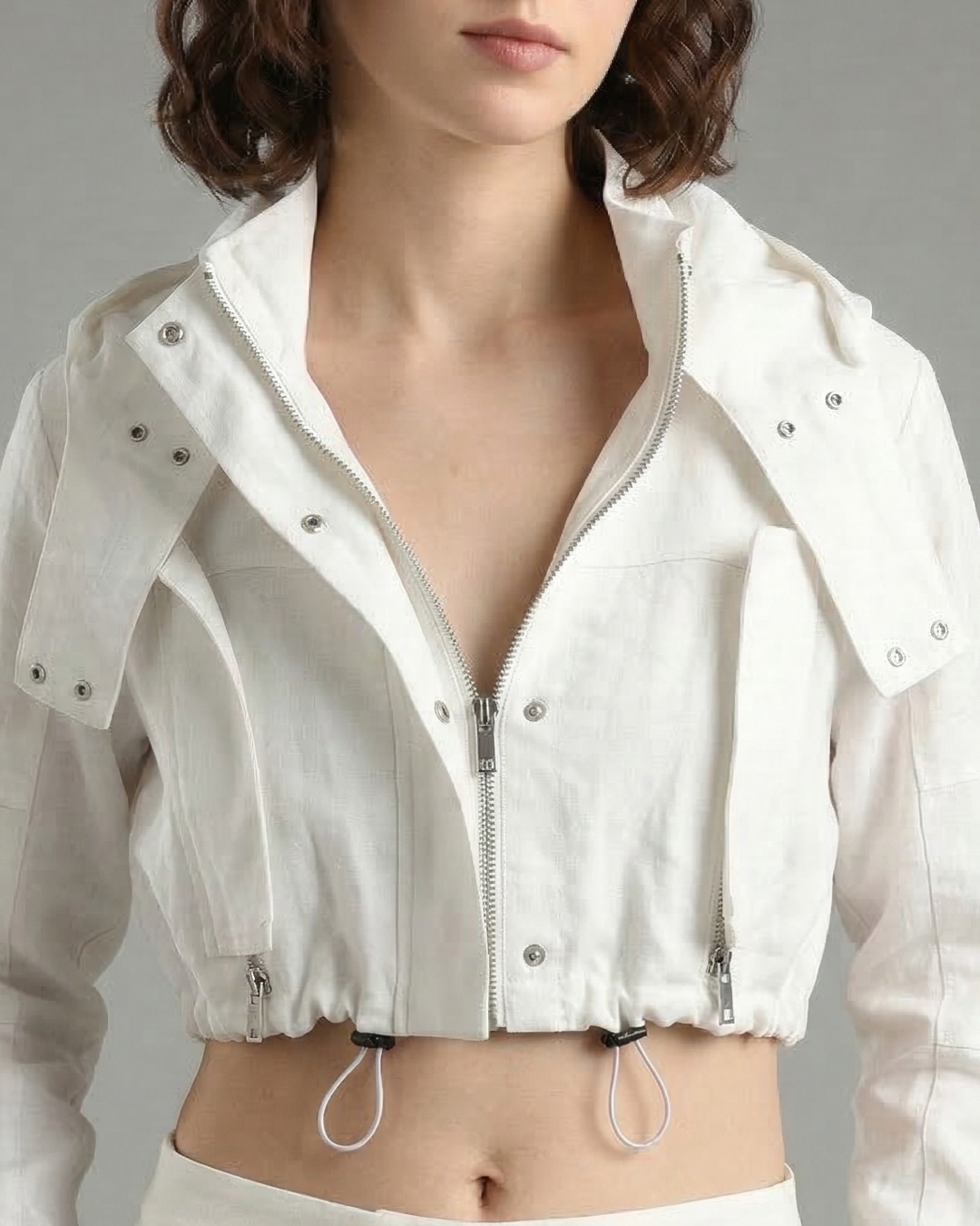 Pure Linen Hooded Crop Jacket