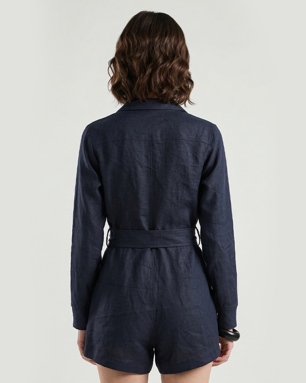 Pure Linen Navy Blue Jumpsuit