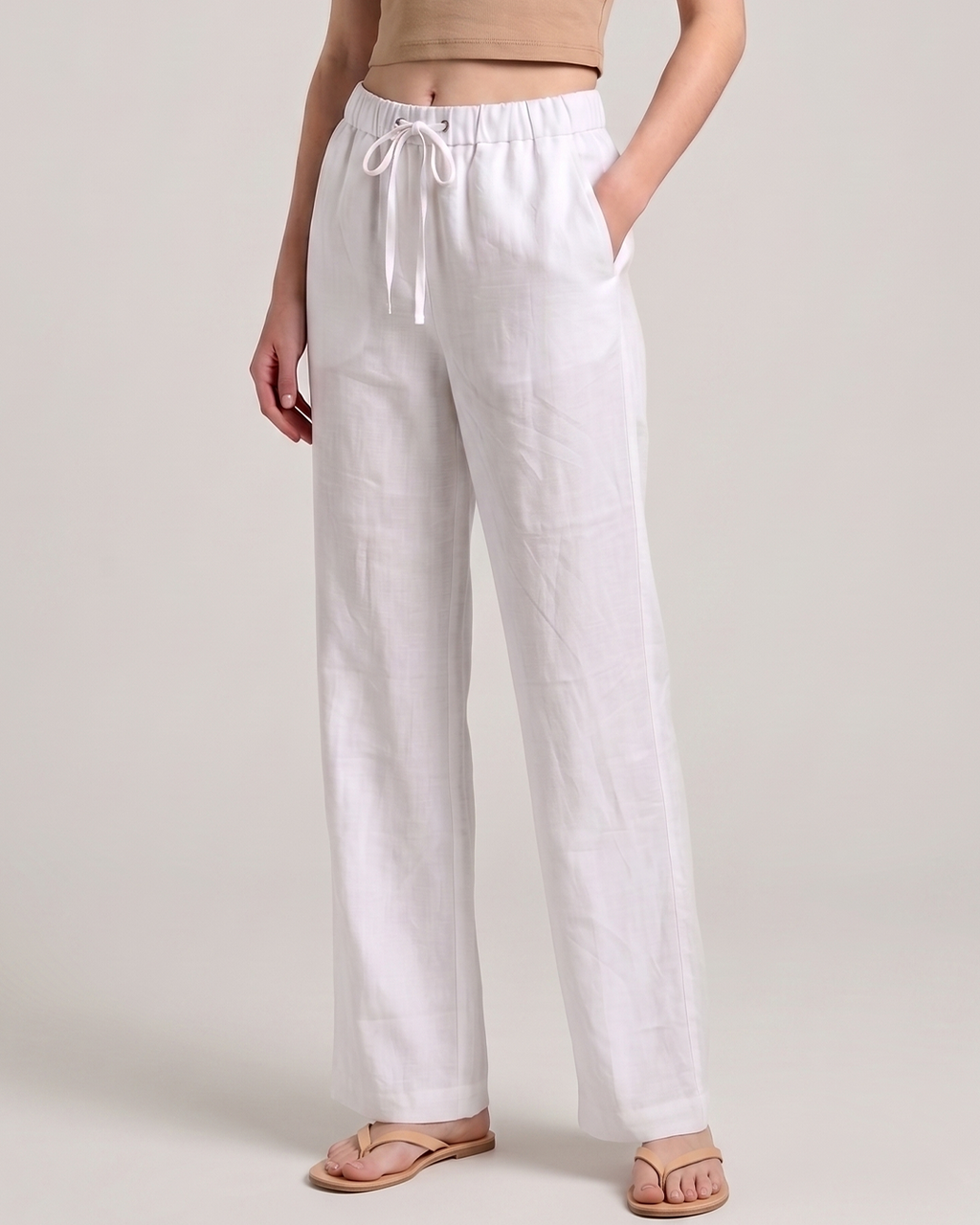 Pure Linen Wide-Leg Trousers