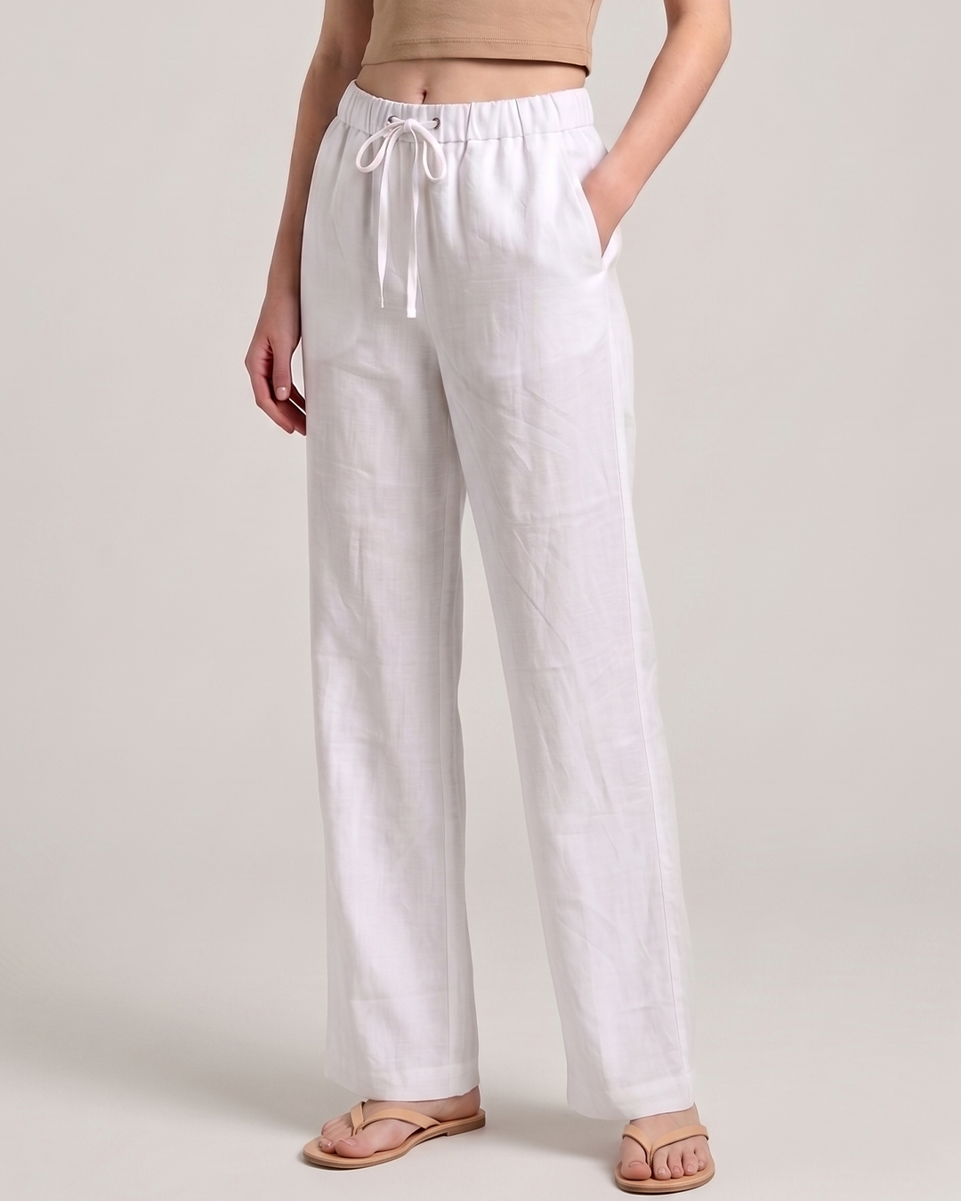 Pure Linen Wide-Leg Trousers