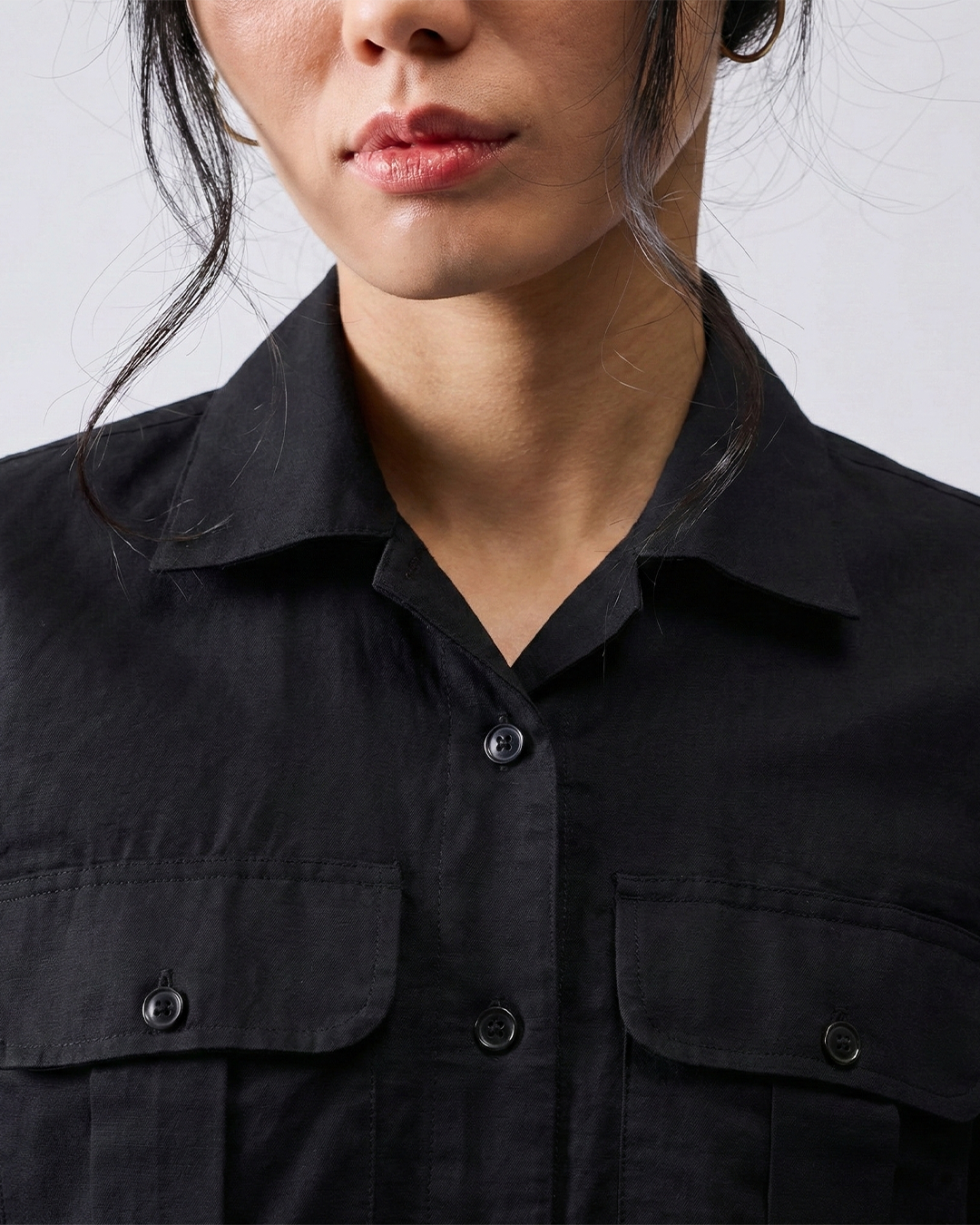 Women’s Black Cotton Linen Jacket