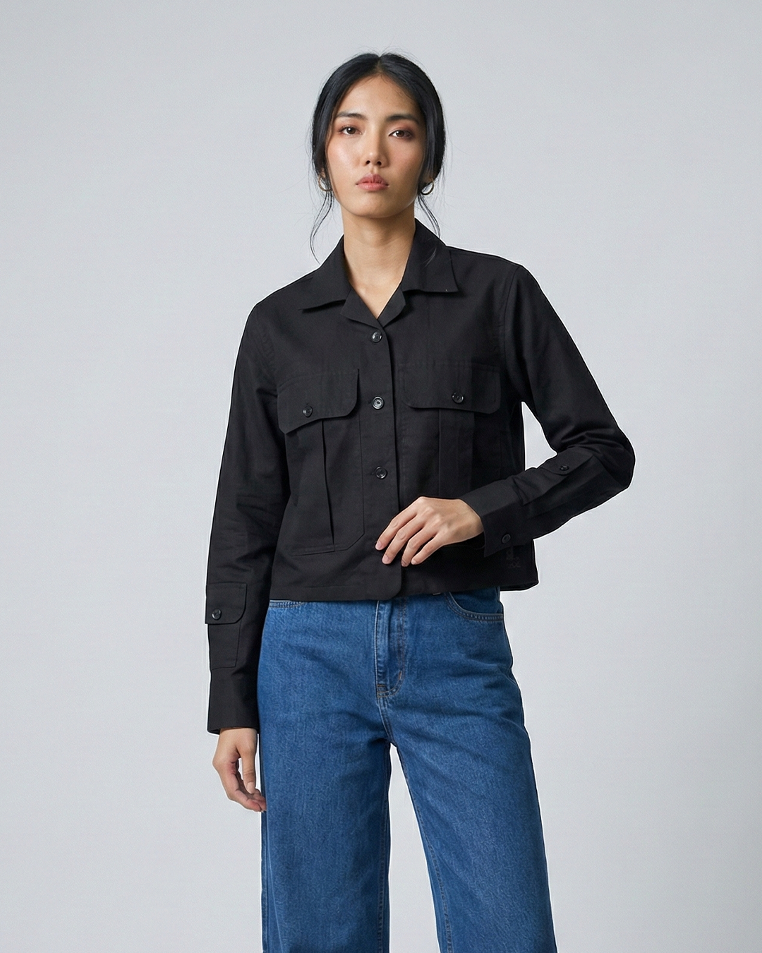 Women’s Black Cotton Linen Jacket
