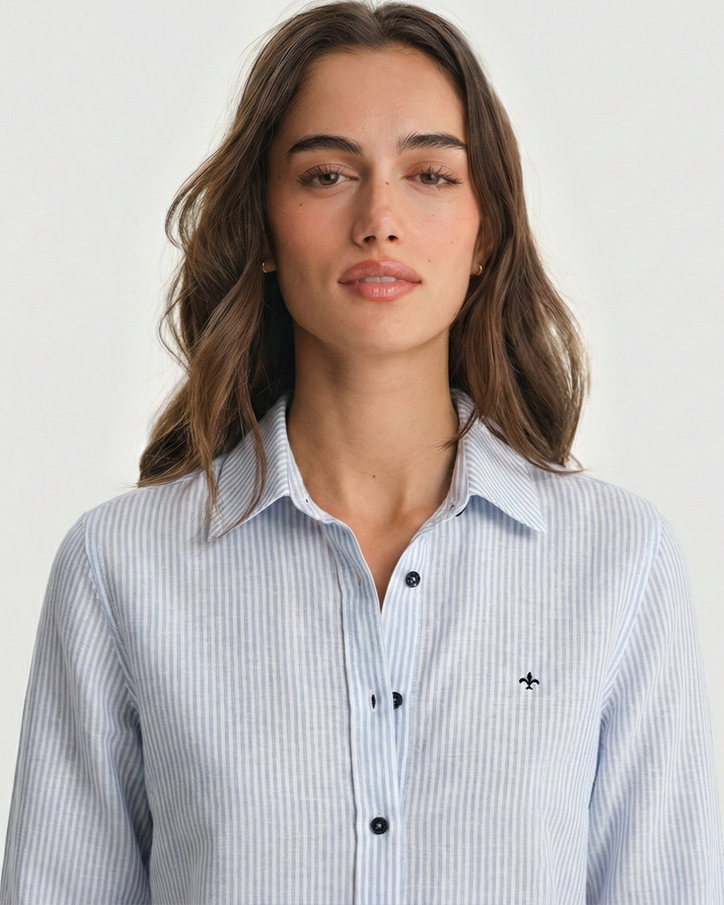Women’s Blue Stripe Cotton Linen Shirt