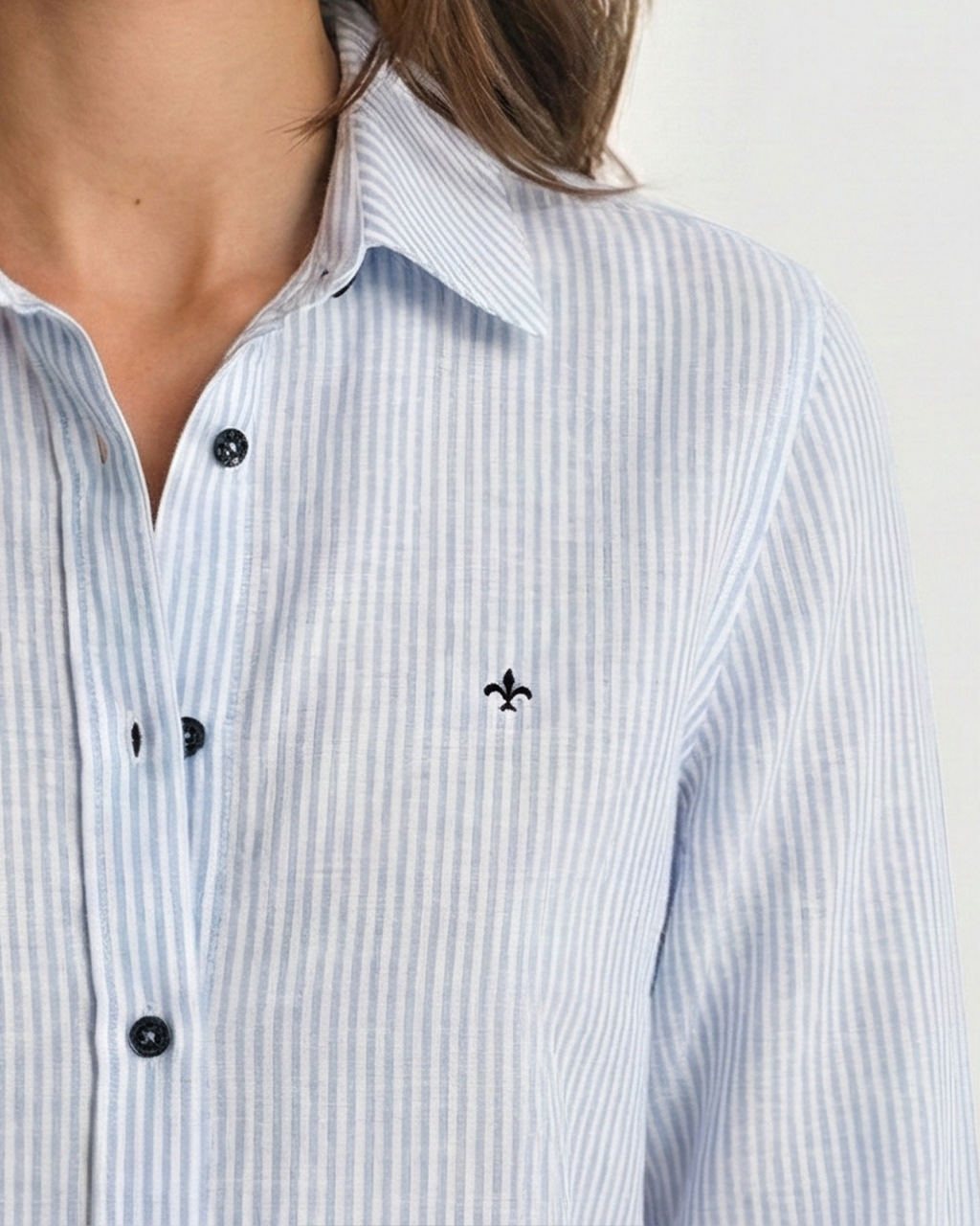 Women’s Blue Stripe Cotton Linen Shirt