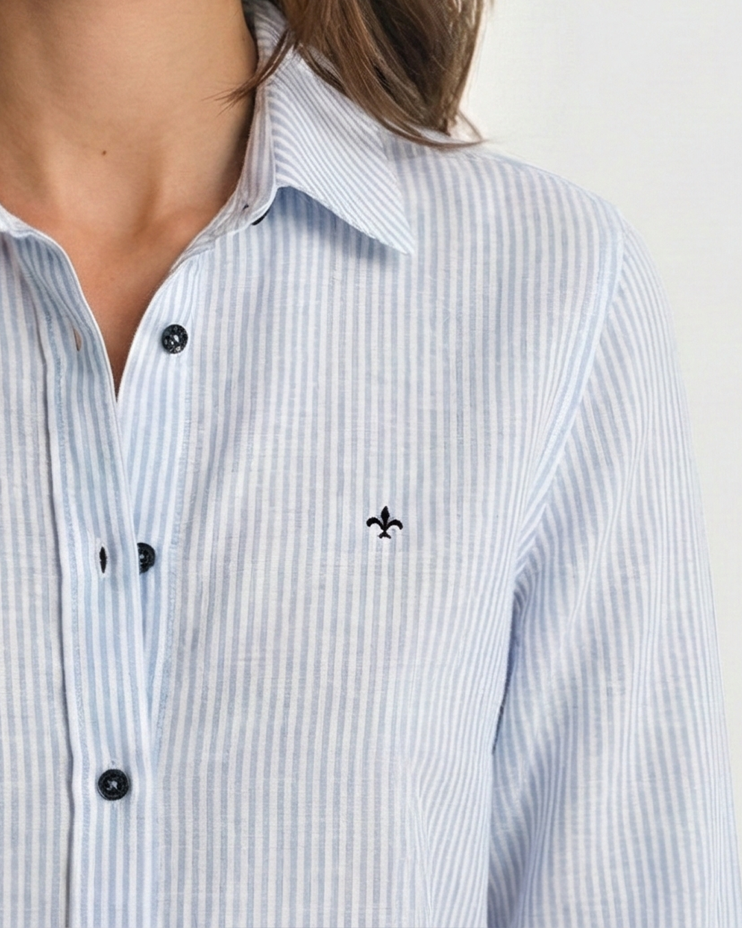Women’s Blue Stripe Cotton Linen Shirt