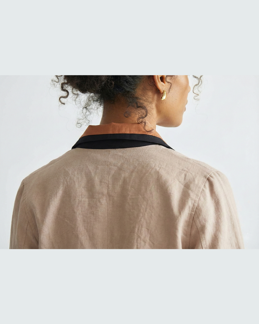 Women's Cotton Linen Contrast Collar Jacket – Blush Beige