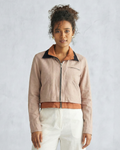 Women's Cotton Linen Contrast Collar Jacket – Blush Beige
