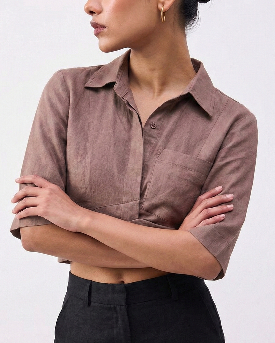 Women’s Pure Linen Crop Shirt