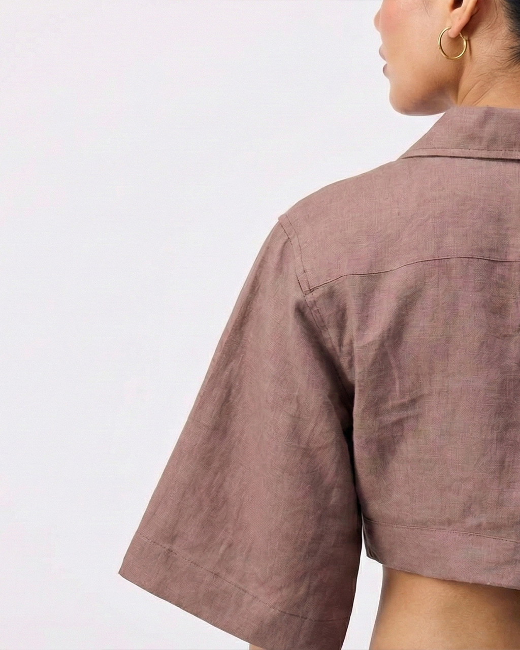 Women’s Pure Linen Crop Shirt