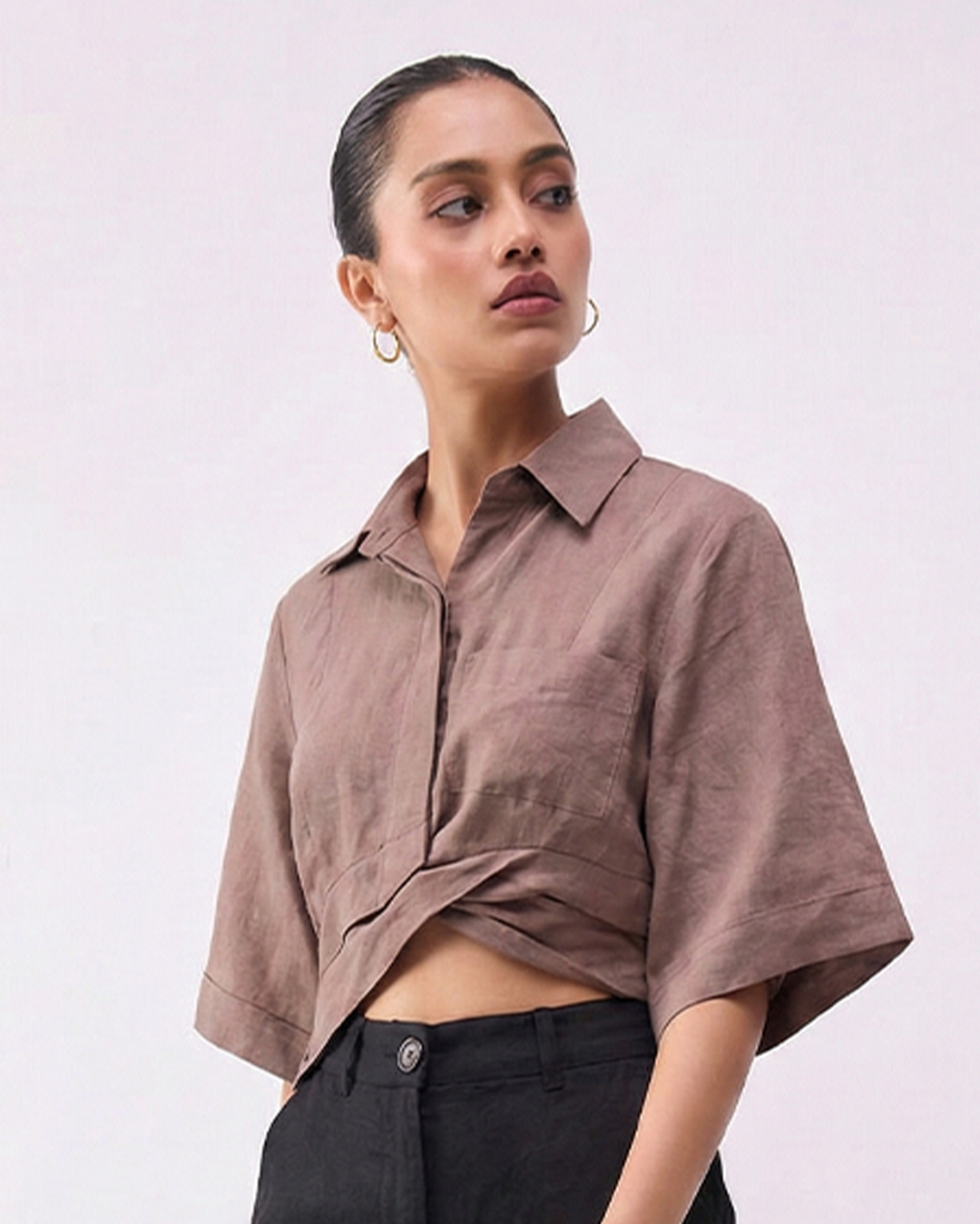 Women’s Pure Linen Crop Shirt