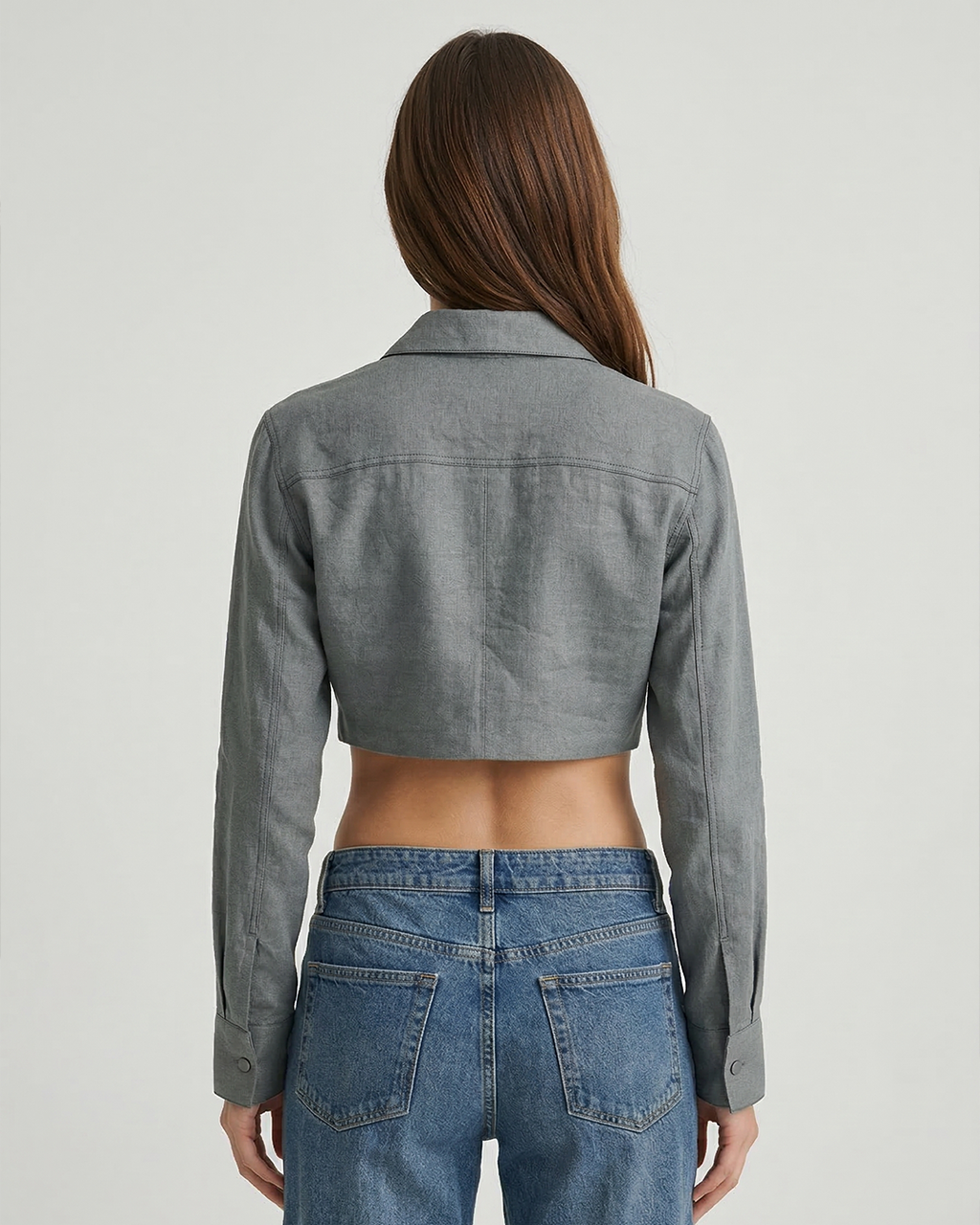 Women’s Pure Linen Crop Shirt Jacket