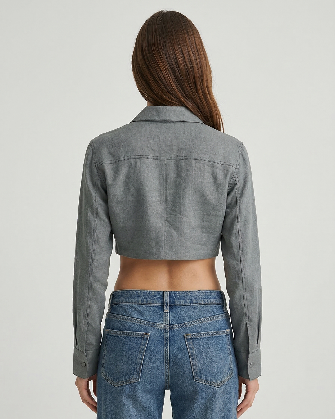 Women’s Pure Linen Crop Shirt Jacket
