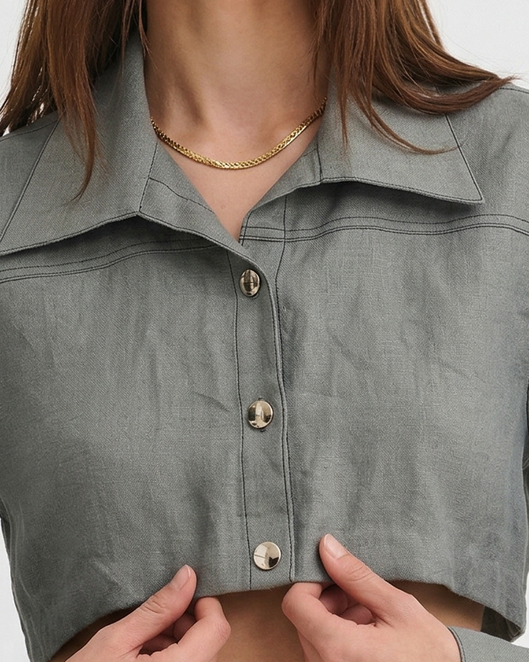 Women’s Pure Linen Crop Shirt Jacket