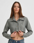 Women’s Pure Linen Crop Shirt Jacket